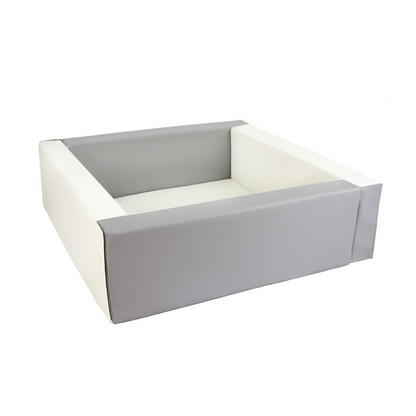 Eco Leather Square Ball Pit - Grey And White