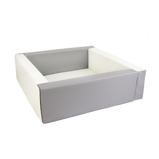Eco Leather Square Ball Pit - Grey And White
