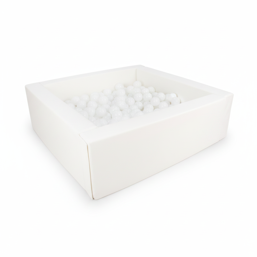 Eco Leather Square Ball Pit - White