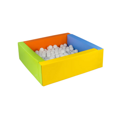 Eco Leather Square Ball Pit - Orange, Yellow, Green And Blue