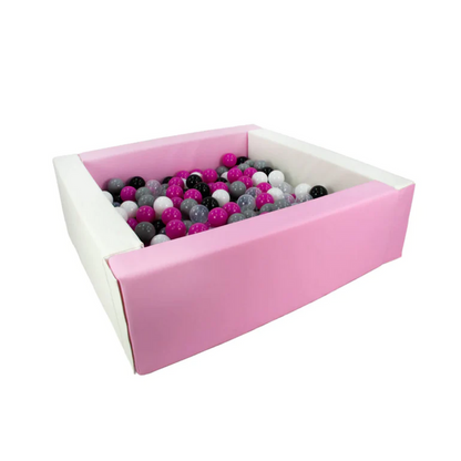 Eco Leather Square Ball Pit - Pastel Pink And White