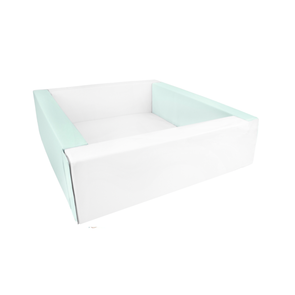 Eco Leather Square Ball Pit - Mint And White